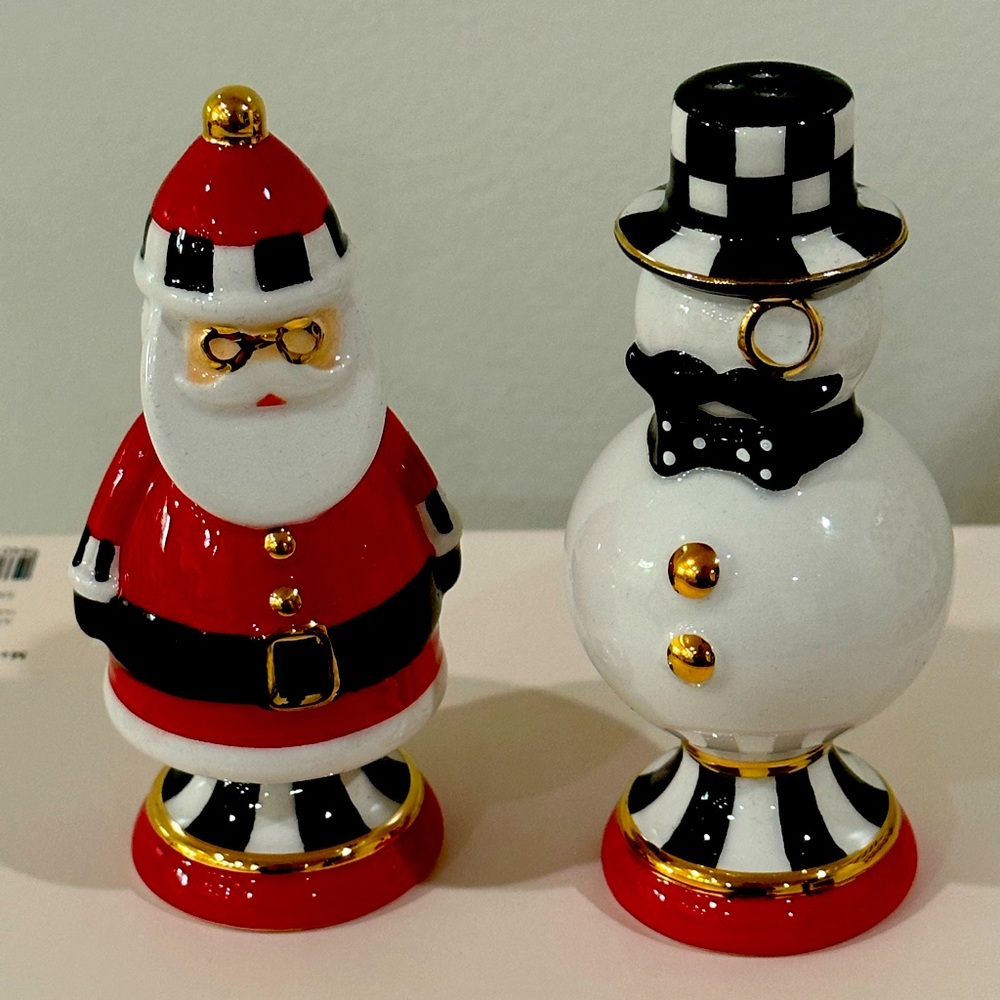 Mackenzie Childs Checkmate salt and pepper set